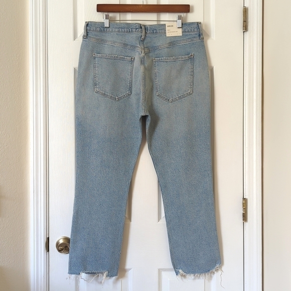 Agolde Riley Bitter High Rise Straight Leg Cropped Button Fly Jeans 32 - Picture 4 of 16